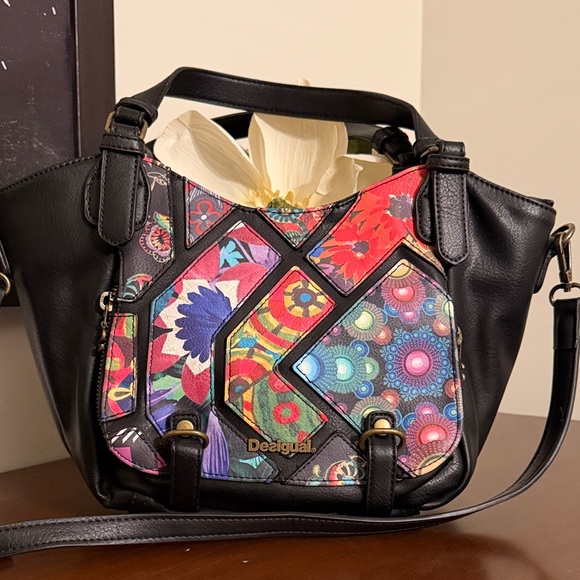Desigual Handbags - Desigual Black Bag with Vibrant Multicolor Design